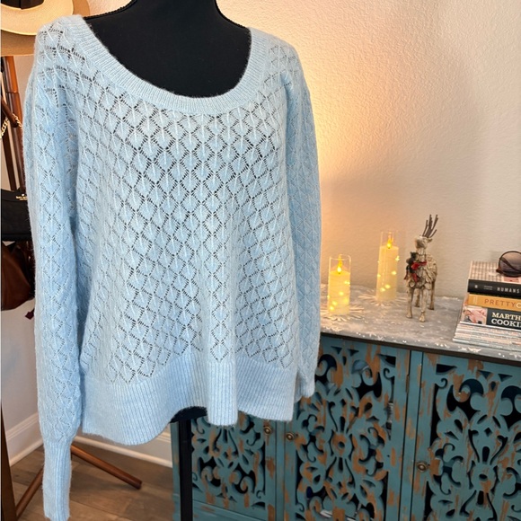 Old Navy Sweaters - Old Navy Light Blue Open-Knit Sweater
